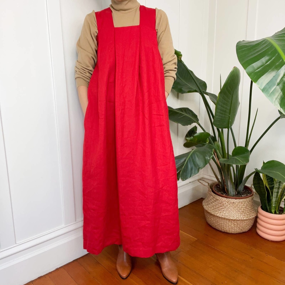 NWT Man in the Studio Origami Linen Dress Size Small Red